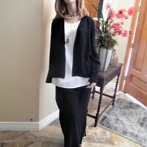 NWT EILEEN FISHER 2p Jacket Skirt SET Silk Crepe L
